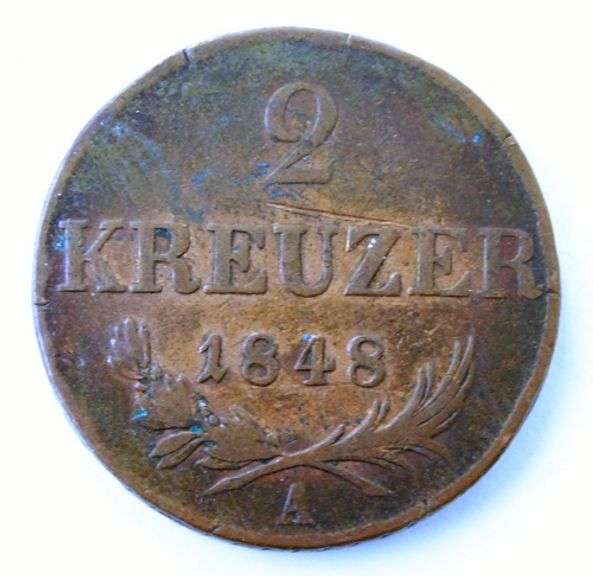 Rare 1848 2 Kreuzer Coin