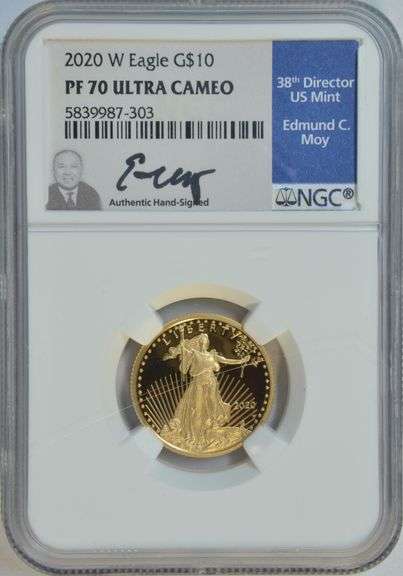 Perfect Ultra Cameo Proof 2020-W $10 Gold Eagle, NGC PF70UC