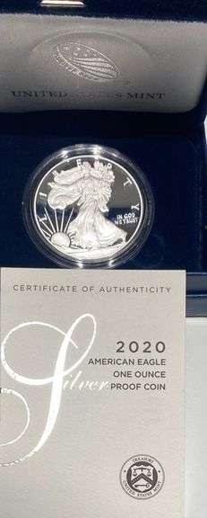 2020 S Proof Silver Eagle.With box and paper