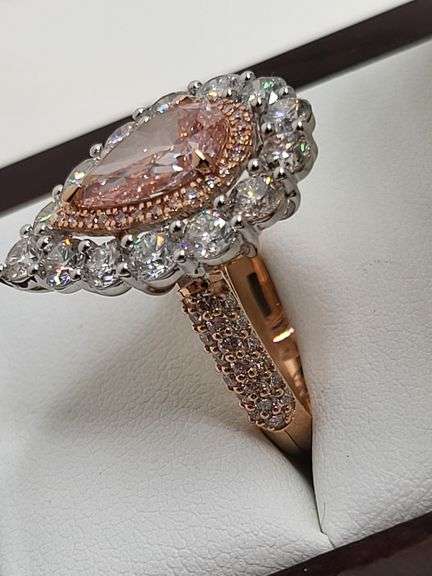 Unbelievable ! 5 CT Fancy Vivid Pink Lab Diamond setting in 14k gold Ring, Certified.