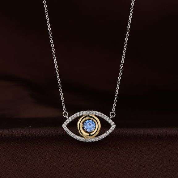 Platinum over 925 sterling Silver Dancing stone Necklace
