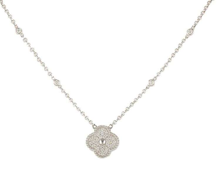 New 0.38ctw Pave Diamond Clover Diamond by the Yard Pendant Necklace in 14K