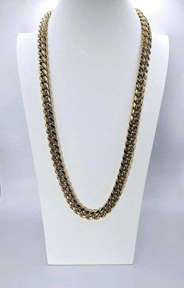 Huge Limited 148.3 Grams MLB 14 Kt Gold Plated Curb Link Necklace