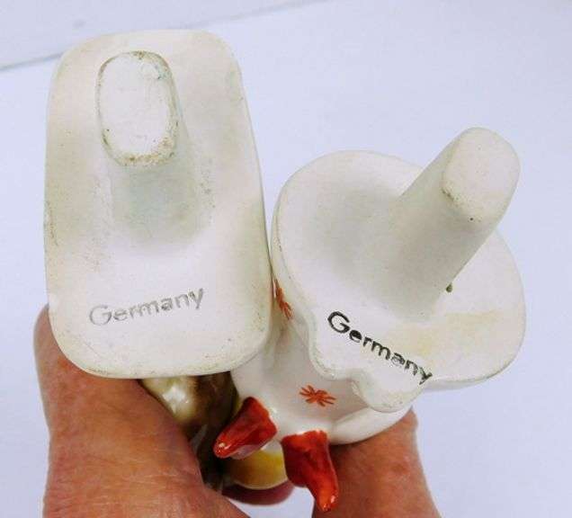 2 Vintage German Porcelain Christmas Cake Toppers