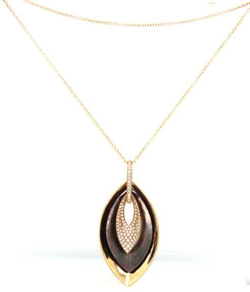 Frederic Sage Black Mop with Pave Diamond Pendant on Chain