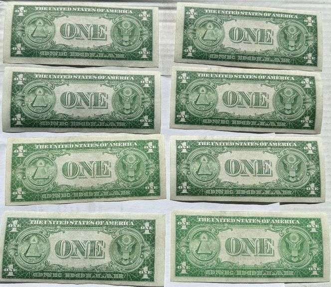 Eight $1 1935 A Silver Certificates