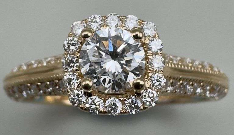 14K White Gold Round Brilliant Cut 1 Carat Diamond Ring