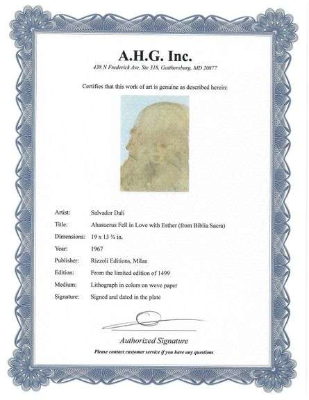 Highly Collectible and Rare Salvador Dali Original Llithograph from the 'Biblia Sacra' Suite