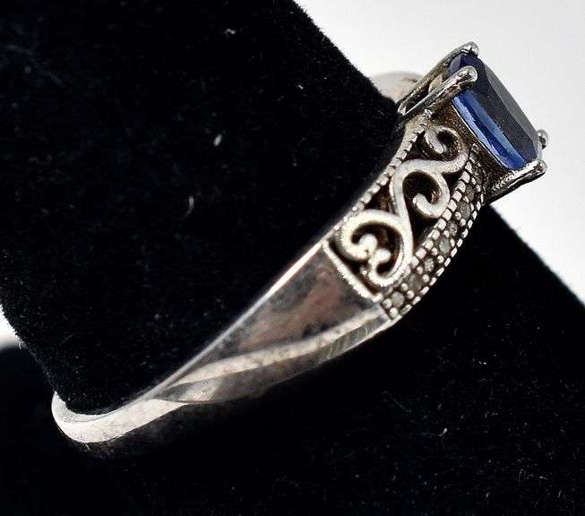 Amethyst and Diamond Ring in Sterling Silver