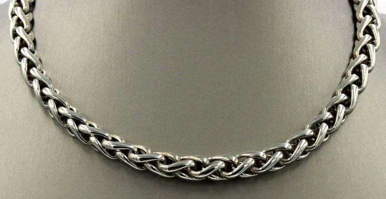 David Yurman 8.5mm 2 tone wheat link chain necklace