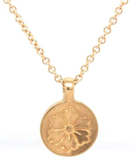 10kt Yellow gold Me & Ro flower pendant on chain