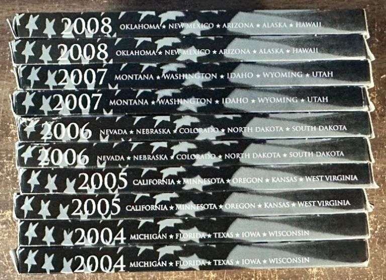 2 Each 2004, 2005, 2006, 2007, & 2008 SILVER State Quarters Proof Sets (10 sets)
