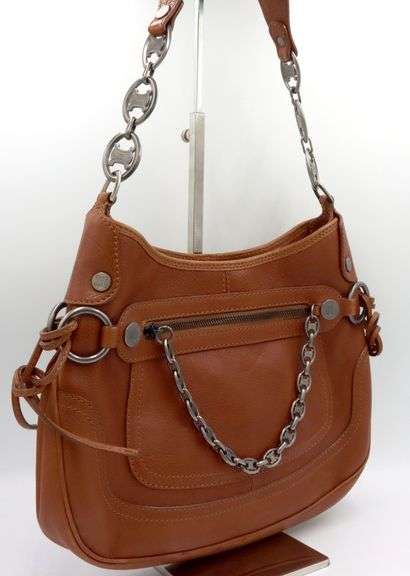 Celine leather zipper chain hobo bag
