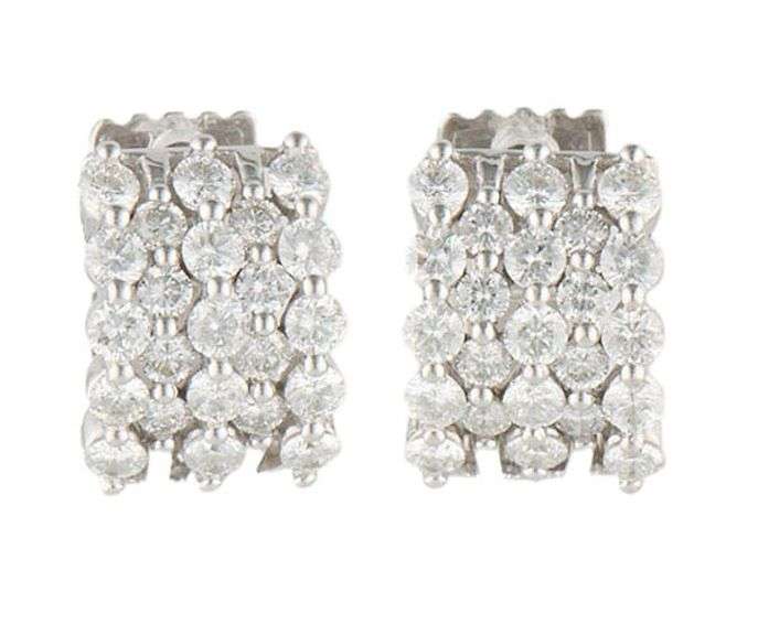 2.25ctw G SI Diamond 5-Row Hoop Earrings in 14K White Gold