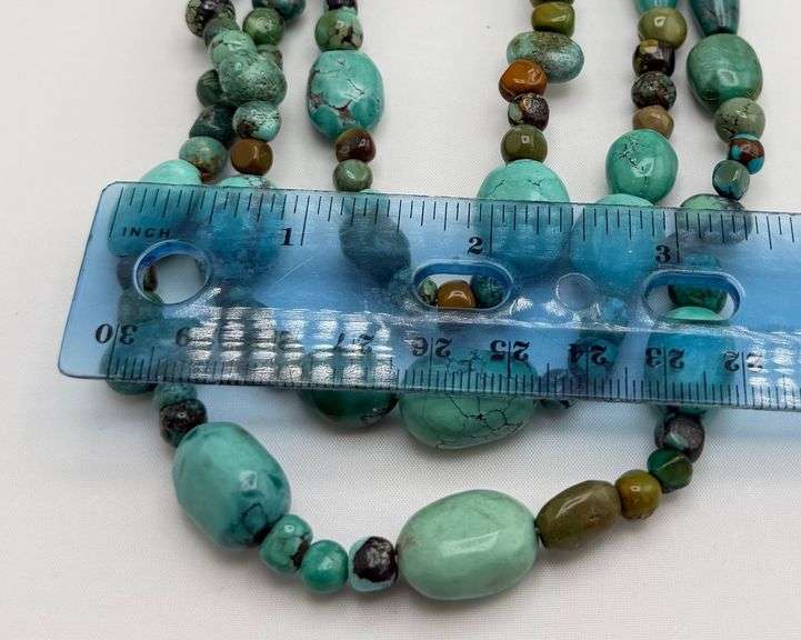 925 Sterling Silver Vintage Three Strand Turquoise Necklace