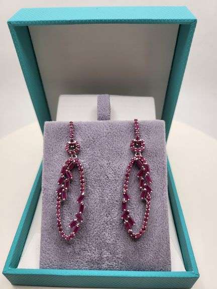 Very high quality hand made ruby on silver earrings