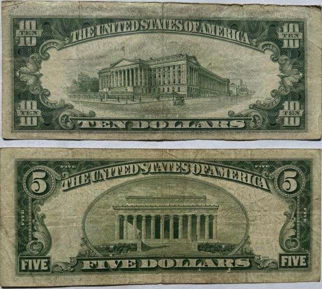 $5 & 10  1934 D Silver Certificates
