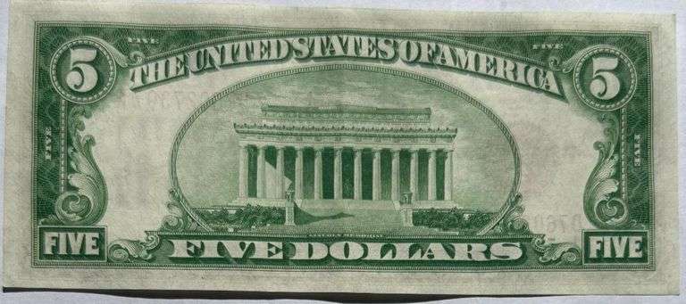 $5 1928 B Numerical Series  Very Near Unc Gold Payable Note