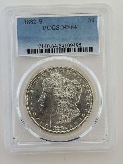 1882 S Morgan Silver Dollar, PCGS MS64