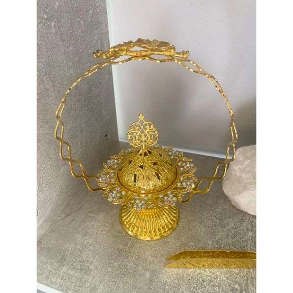 Metal Incense Burner with Handles and Ash Tray