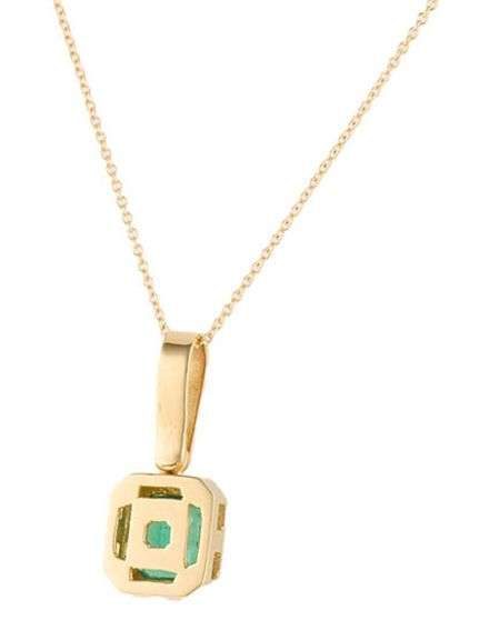 1.80ct Emerald Bezel Set Solitaire Pendant Necklace in 18K