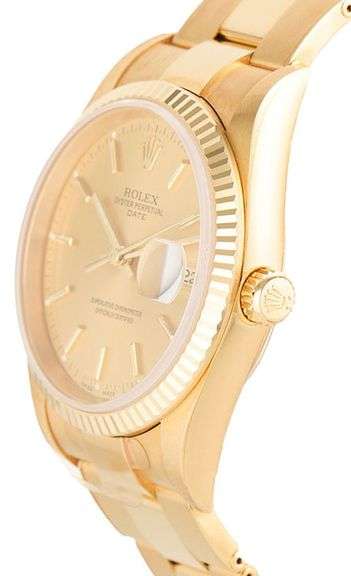 Rolex Date 15238, 34mm, Champagne Dial, 18K Yellow Gold Watch