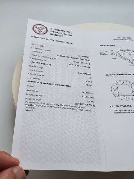IGI Certified 3.29 CT Lab Grown Diamond
