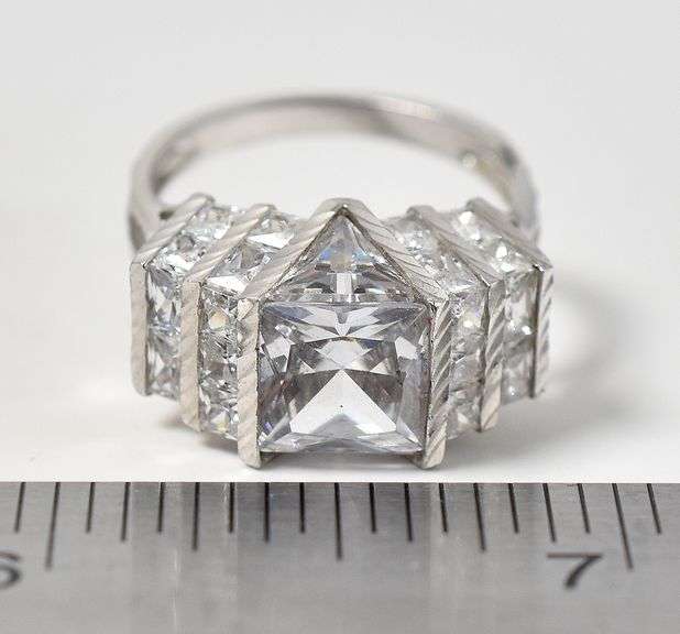 CZ Gemstone Cluster Ring in Sterling Silver