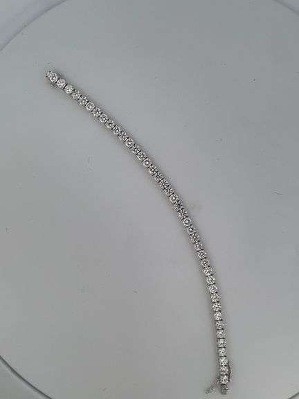 Certified Brand New 14k White Gold Tennis Bracelet. 10.00 Carats Of Lab Grown Diamonds