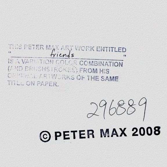 One-of-a-kind Mixed Media, Hand Signed by Peter Max Peter Max Friends