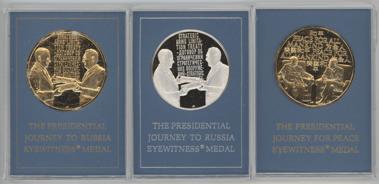 3 Heavy solid Sterling Silver Presidential Journey to Russia Medals
