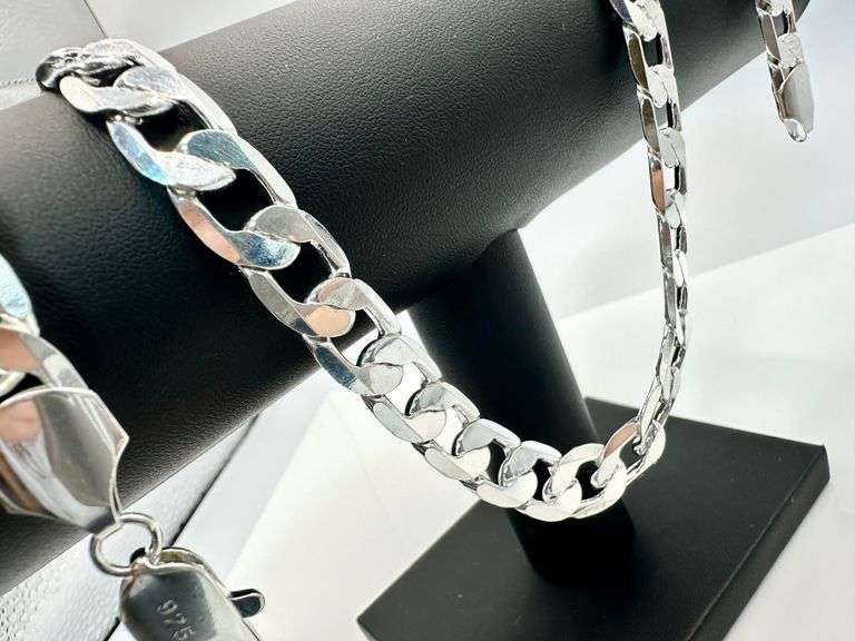 Huge 102 gram 14 Kt White Gold Plate Cuban Link Necklace