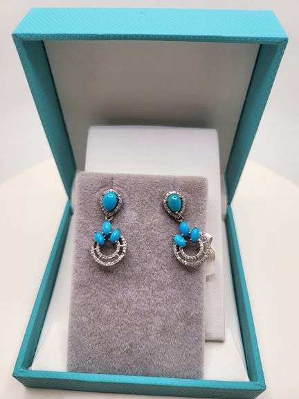 Extremely fine Victorian turquoise and diamonds earrings