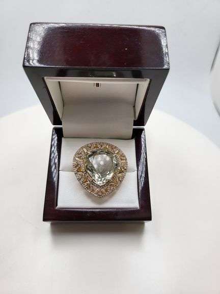 Extremely fine Victorian citrine and diamonds ring on silver