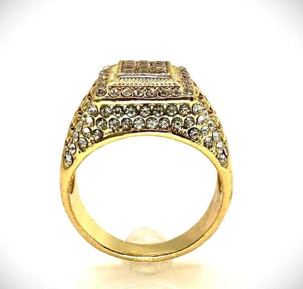 Men's 14 Kt  Yellow Gold Plate 6.85 Ct Lab Simulated Diamond Ring