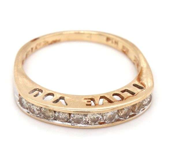 10kt Yellow gold Love diamond band
