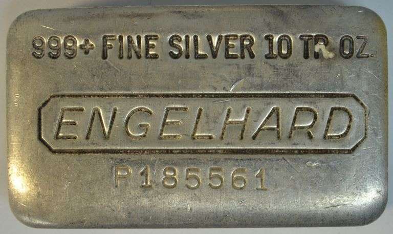 Vintage Engelhard .999 Fine Silver 10 Tory Oz bar. Unique Serial #