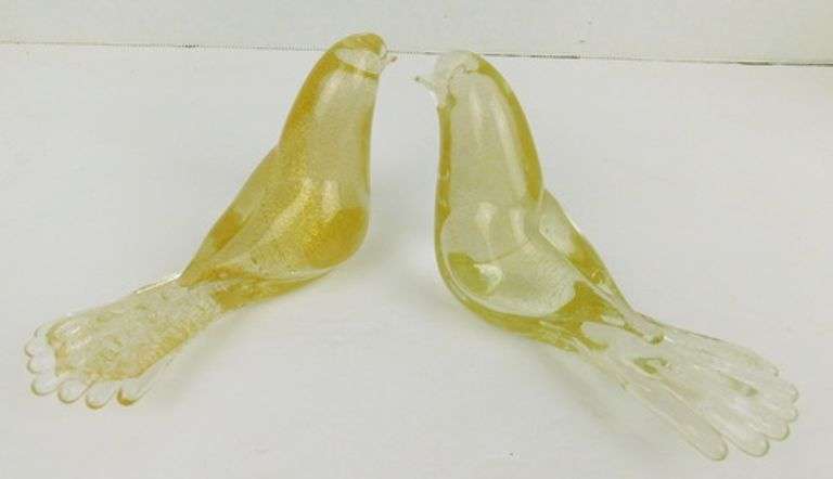Pair of 6 Inch Vintage Murano Doves