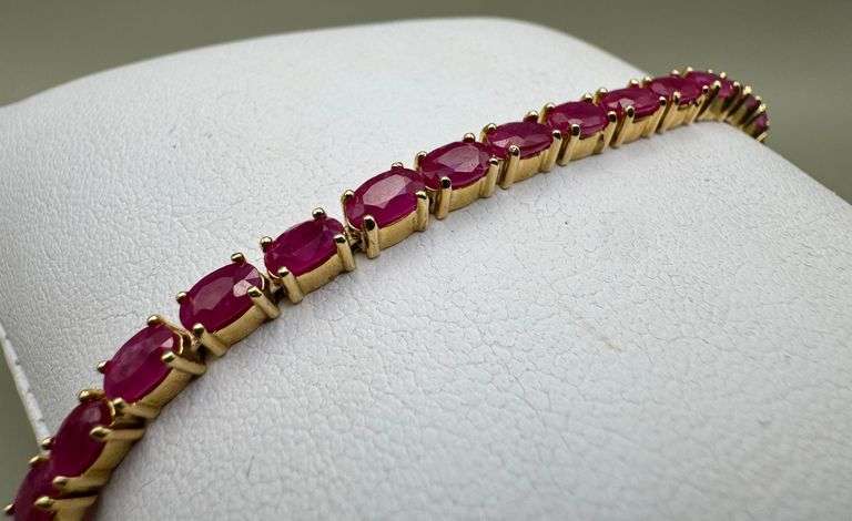 14K Yellow Gold Ruby Tennis Bracelet