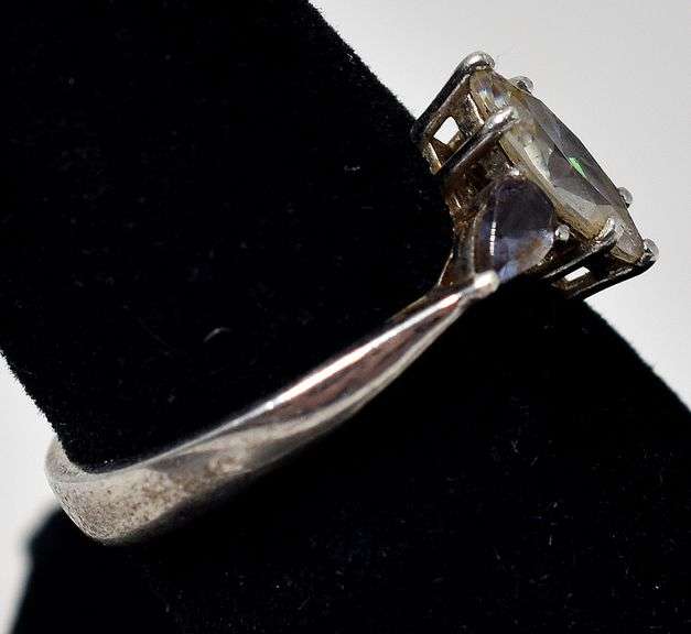 CZ Gemstone and Amethyst Gemstone Ring in Sterling Silver