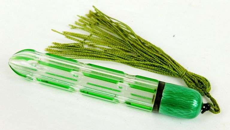 Antique Uranium Glass & Guilloche Scent Bottle