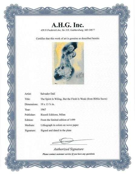 Highly Collectible and Rare Salvador Dali Original Llithograph from the 'Biblia Sacra' Suite