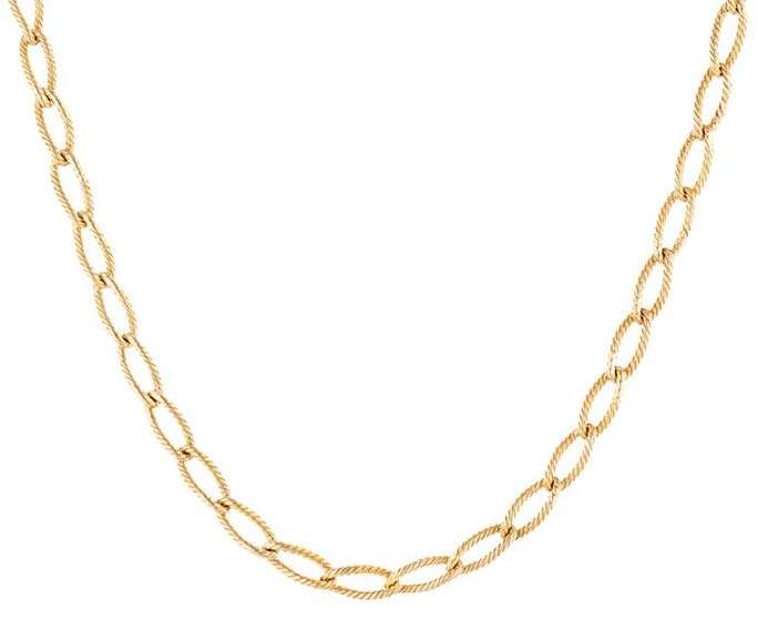 4.0MM Textured Fancy Oval Link Chain Necklace in 18K