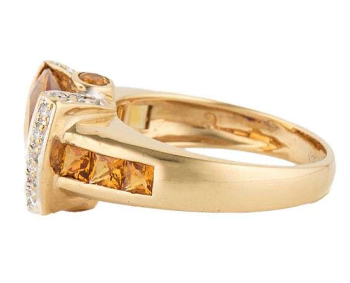 Citrine and 0.45ctw Pave Diamond V Shaped Statement Ring in 18K