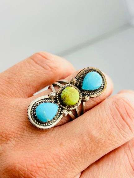 925 Sterling Silver American Style Turquoise Ring