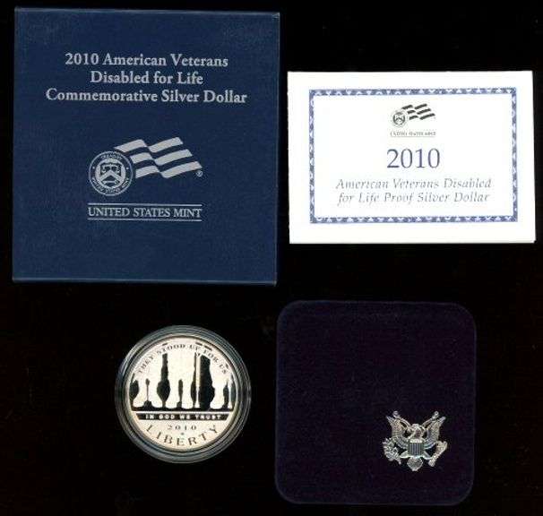3 Different Commemorative Proof Silver Dollars in Box w/CoA: 1987 - 2010