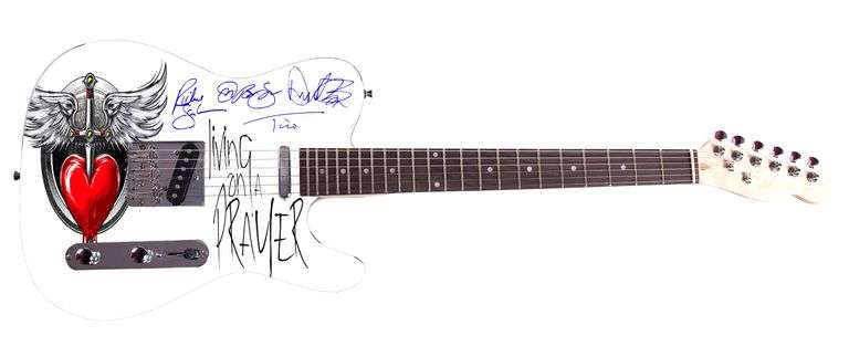 Bon Jovi Autographed Facsimile Signed Custom Graphics Guitar
