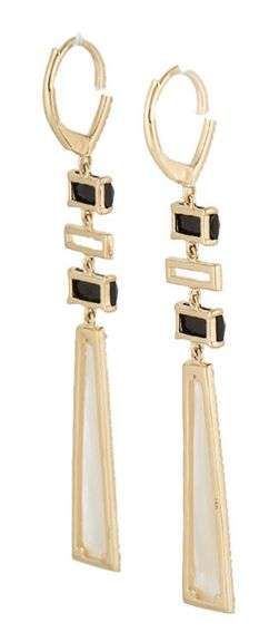 New Doves by Doron Paloma White MOP Black Onyx and 0.44ctw Diamond Dangle Earrings in 14K