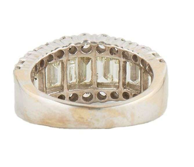 2.84ctw Round and Baguette Diamond Triple Row Ring in 14K