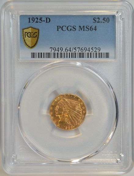 Gorgeous nearly Gem BU 1925-D $2.50 Indian Gold Piece. PCGS MS64